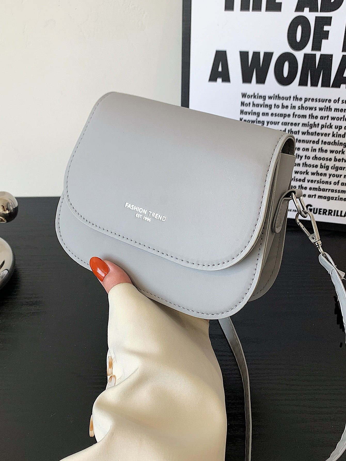 Mini Letter Graphic Flap Saddle Shoulder Bag