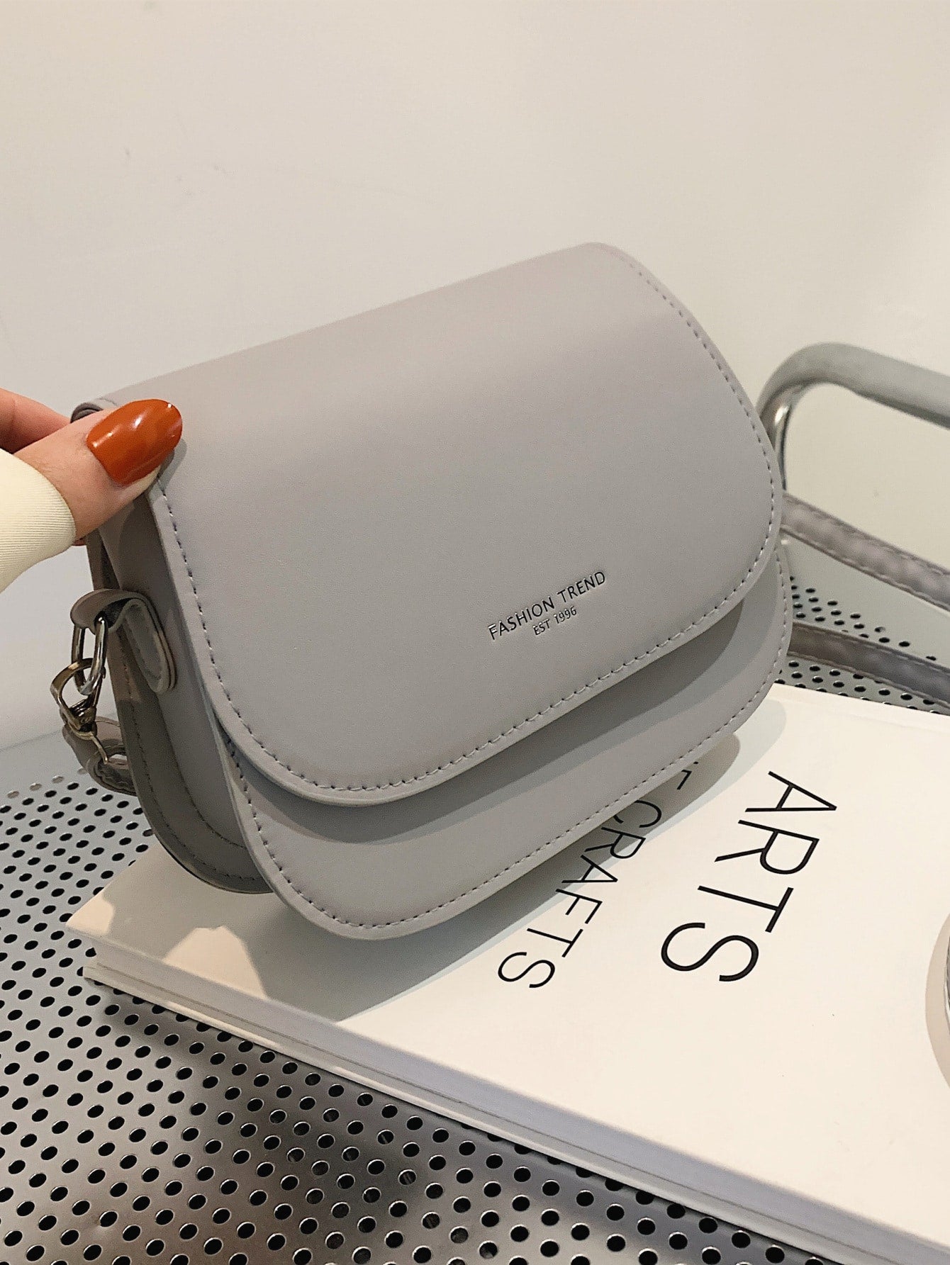 Mini Letter Graphic Flap Saddle Shoulder Bag