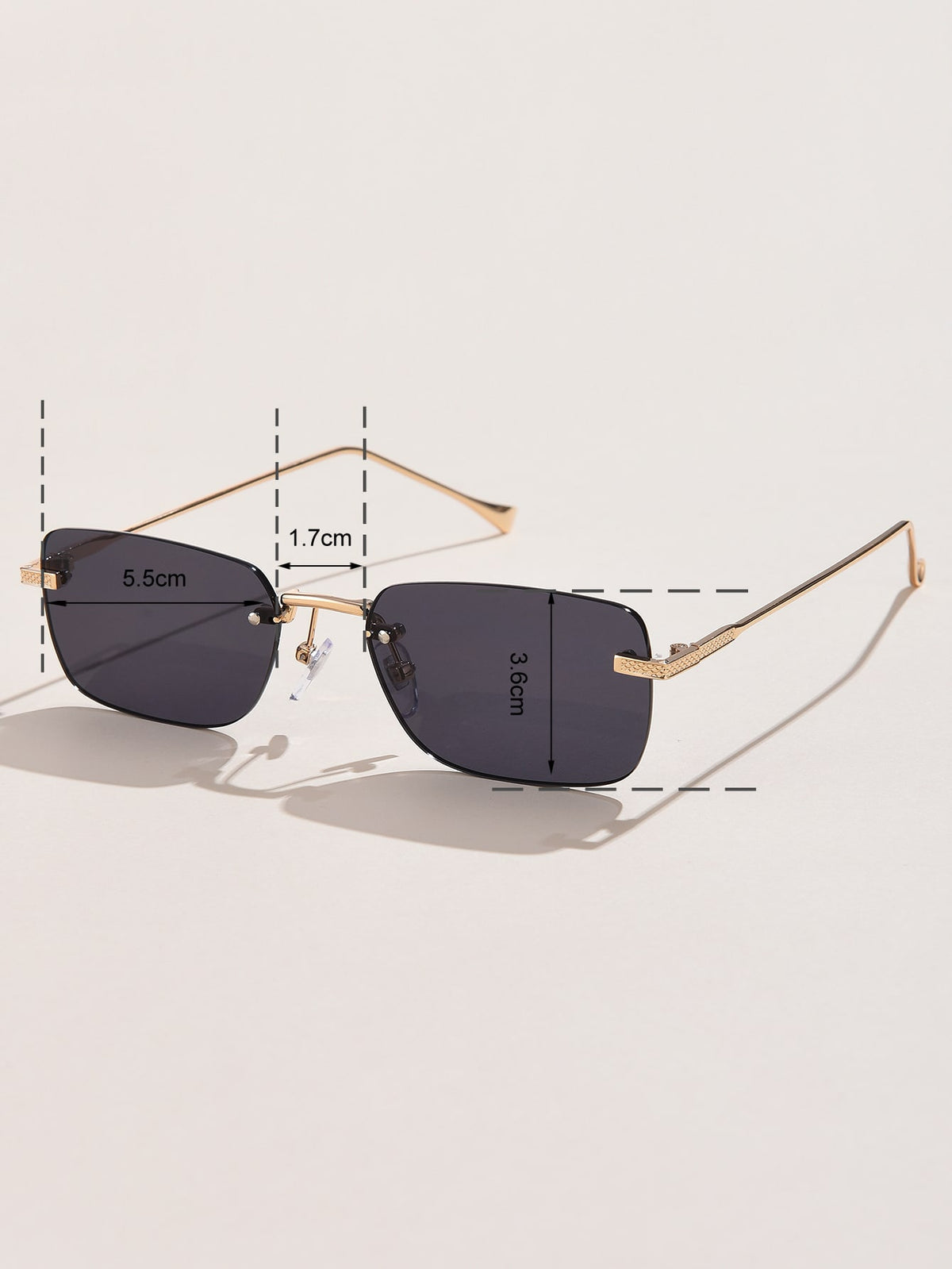 Frameless Retro Square Metal Glasses with Rivet Detail