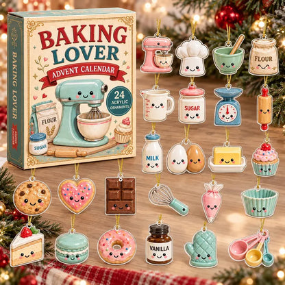 Baking Advent Calendar 2026, 24 Days Advent Calendar, 24 Acrylic Baking Ornaments, Baker Gift, Baking Lover Gift, Christmas Kitchen Decor