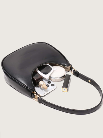 Elegant Glossy Crescent Daily Commute Crossbody Bag