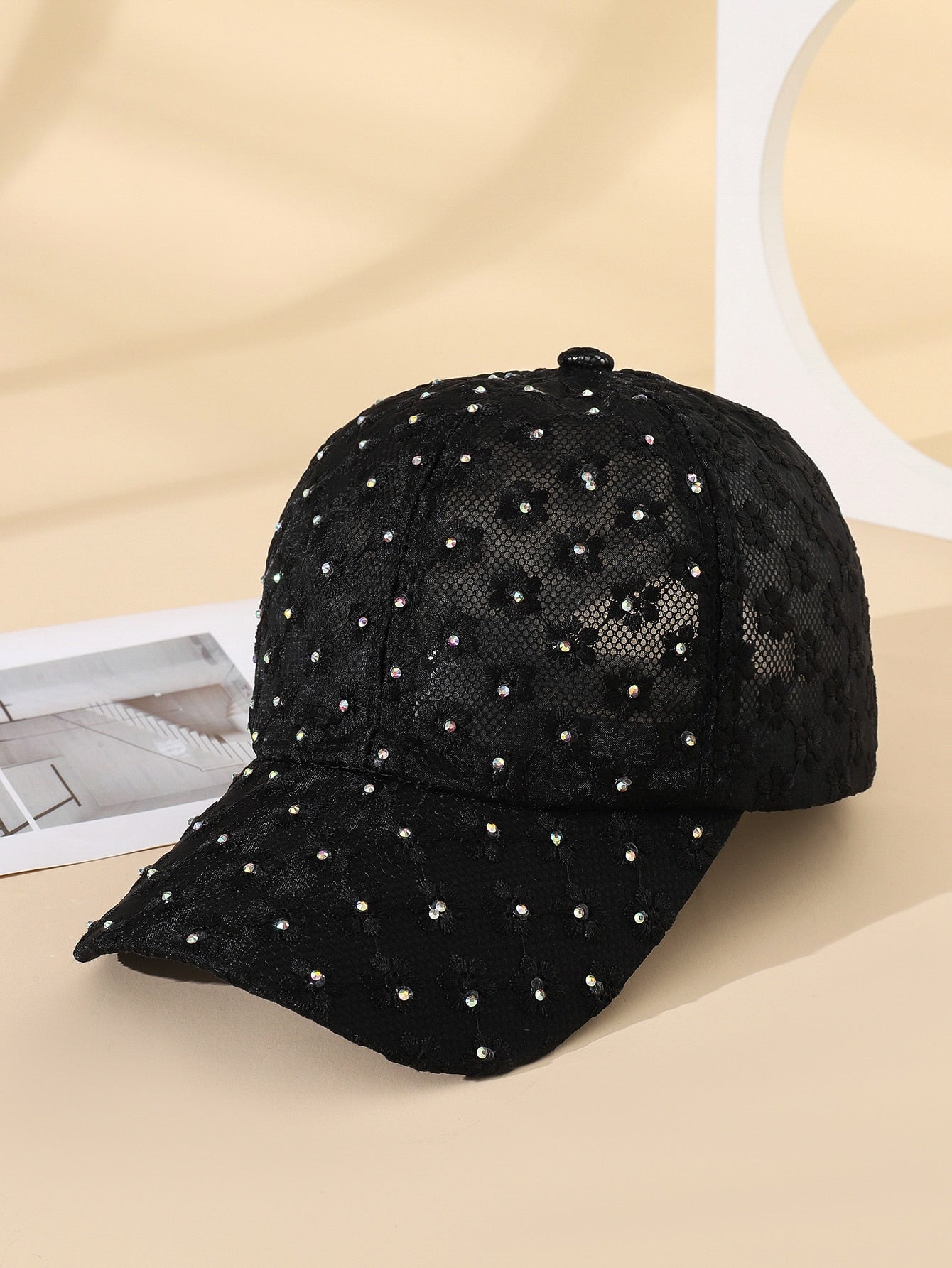 Lace Rhinestone Decor Party Baseball Cap