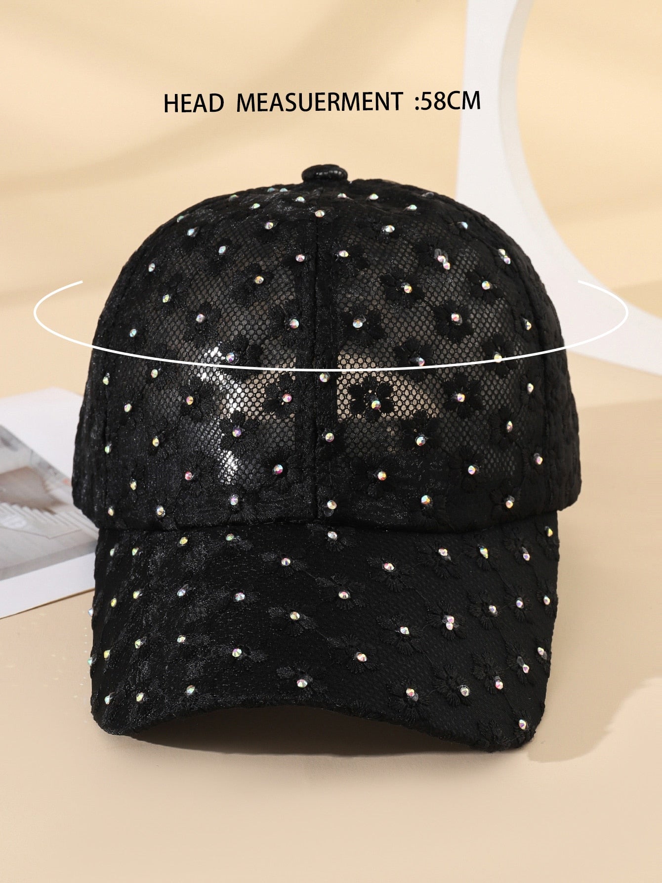 Lace Rhinestone Decor Party Baseball Cap