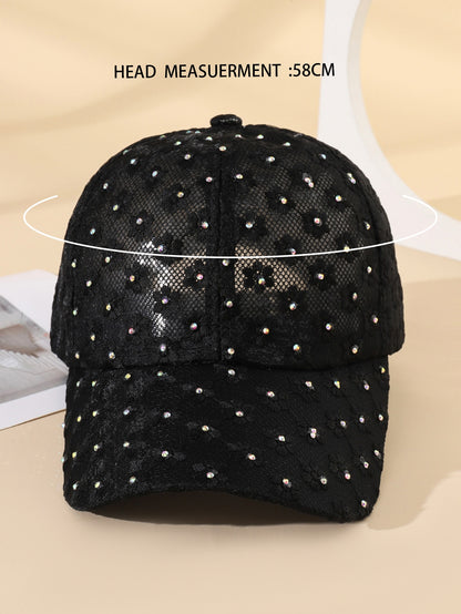 Lace Rhinestone Decor Party Baseball Cap