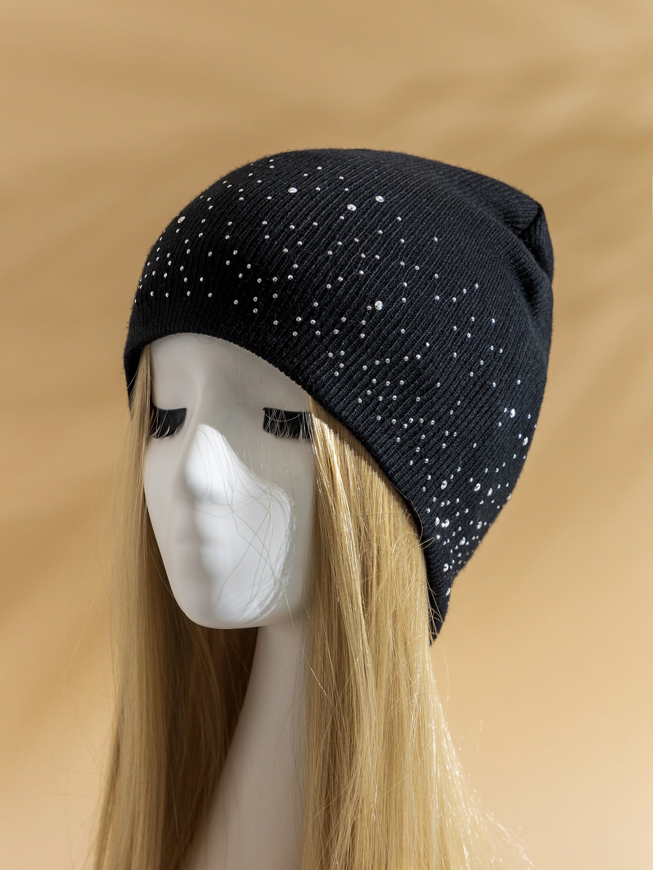 Dual-Sided Rhinestone Decor Sparkling Winter Beanie