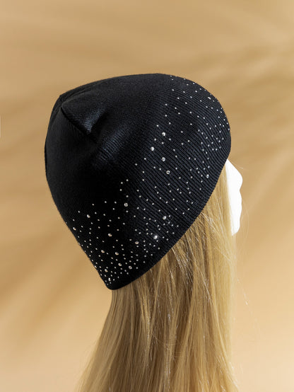 Dual-Sided Rhinestone Decor Sparkling Winter Beanie