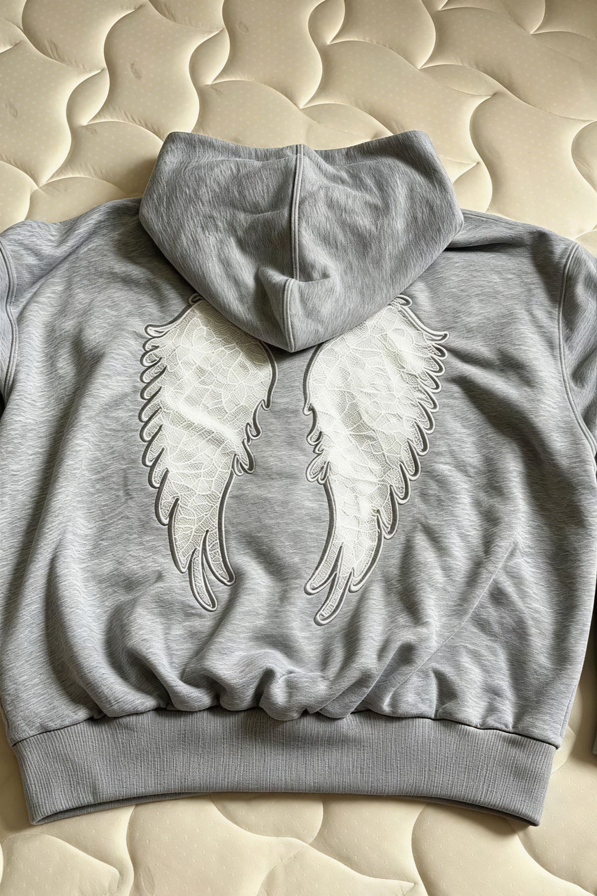 Lace Wing Back Cropped Zip Up Hoodie