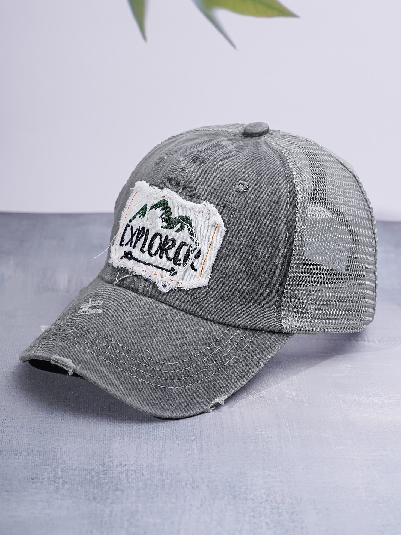 Men's Distressed Patchwork Letter Mesh Baseball Cap