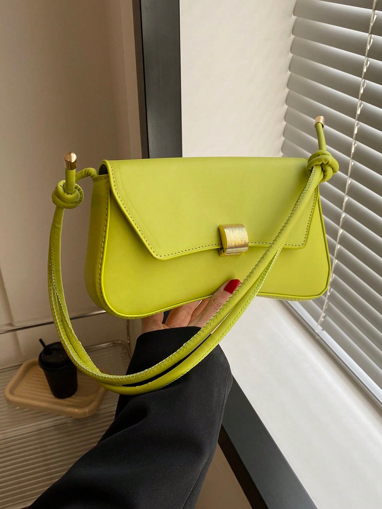 Retro Black Flap Bag with Vintage Knot Detail