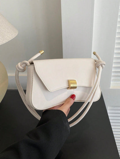 Retro Black Flap Bag with Vintage Knot Detail