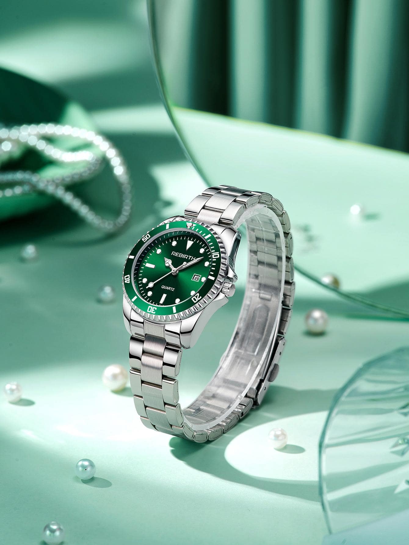 Rhinestone Round Dial Quartz Watch
