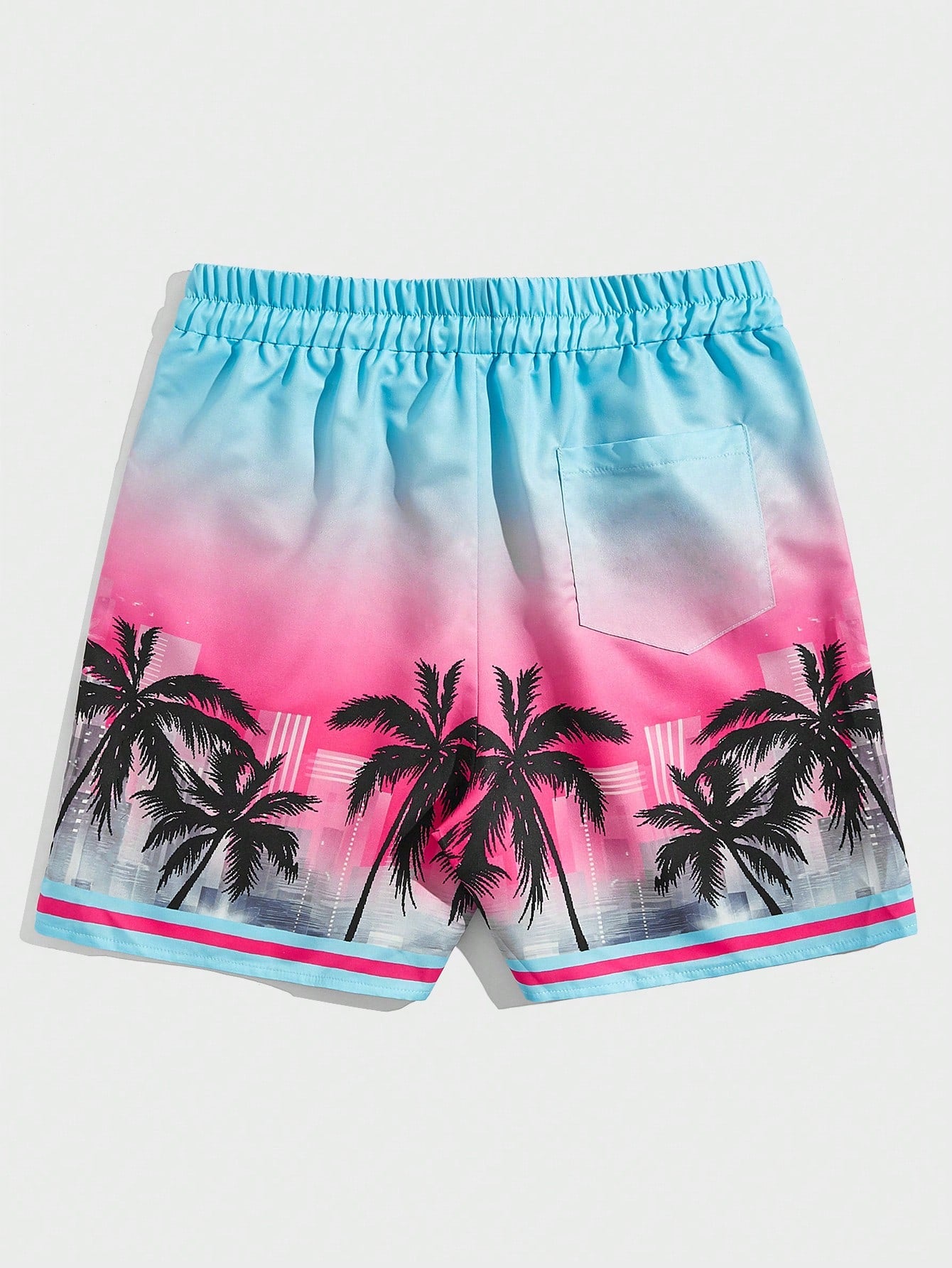 Men's Coconut Tree Print Beach Drawstring Shorts