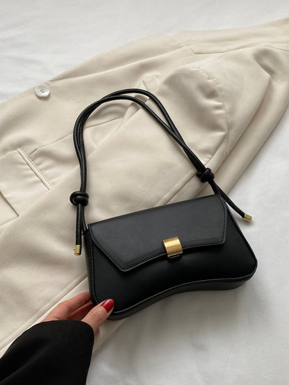 Retro Black Flap Bag with Vintage Knot Detail