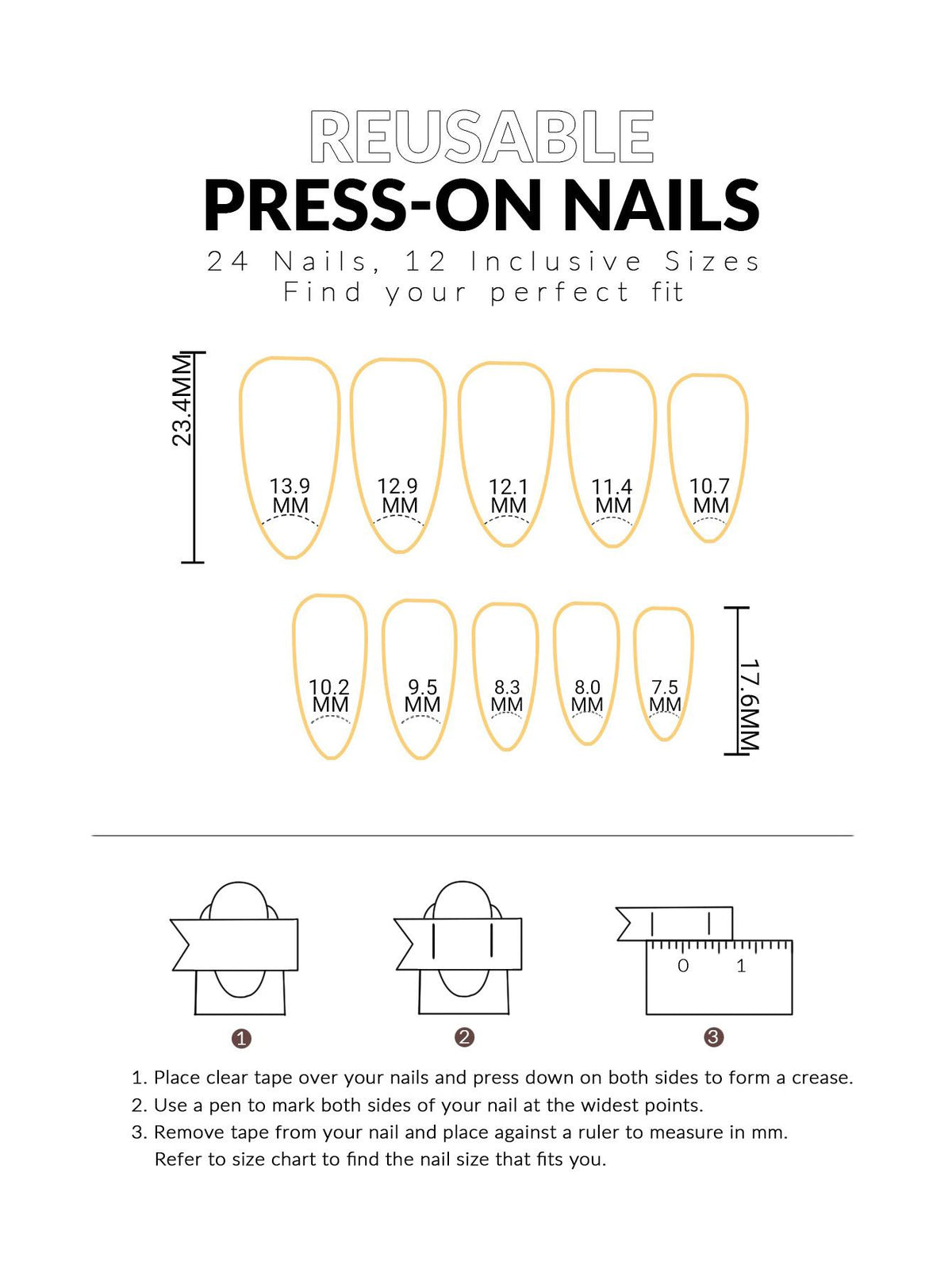 24pcs Almond Full Cover Solid Color False Nails