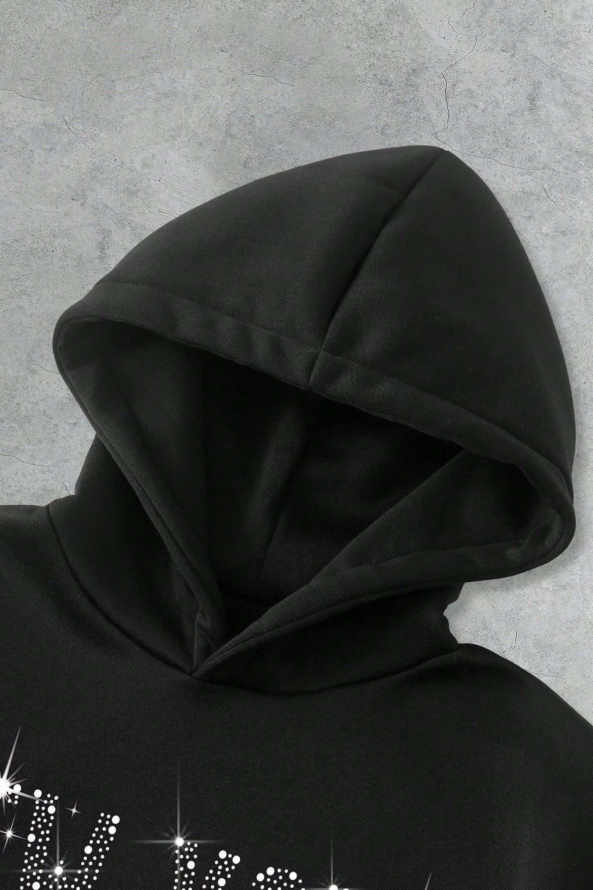 Rhinestone Letter Zip Hoodie