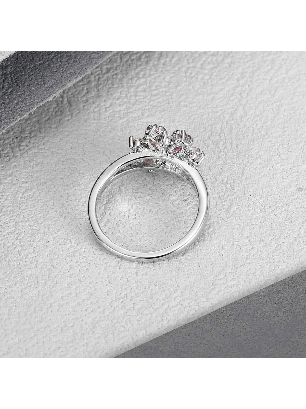Pink Sakura Flower CZ Ring for Women