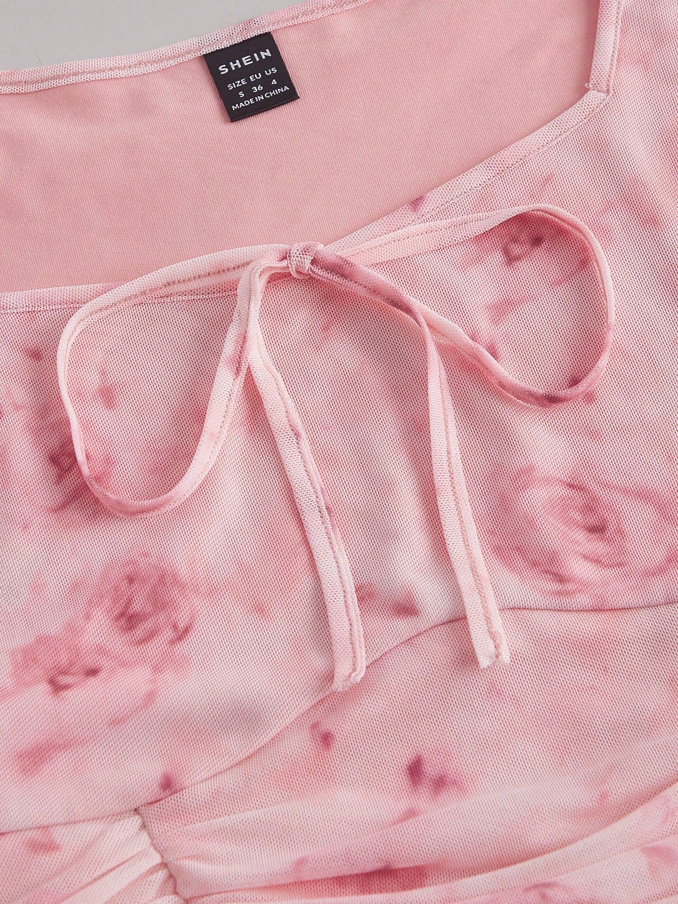 Tie Dye Knot Front Flounce Sleeve Crop Top
