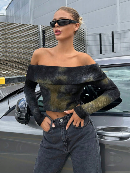 Tie Dye Off Shoulder Crop Top