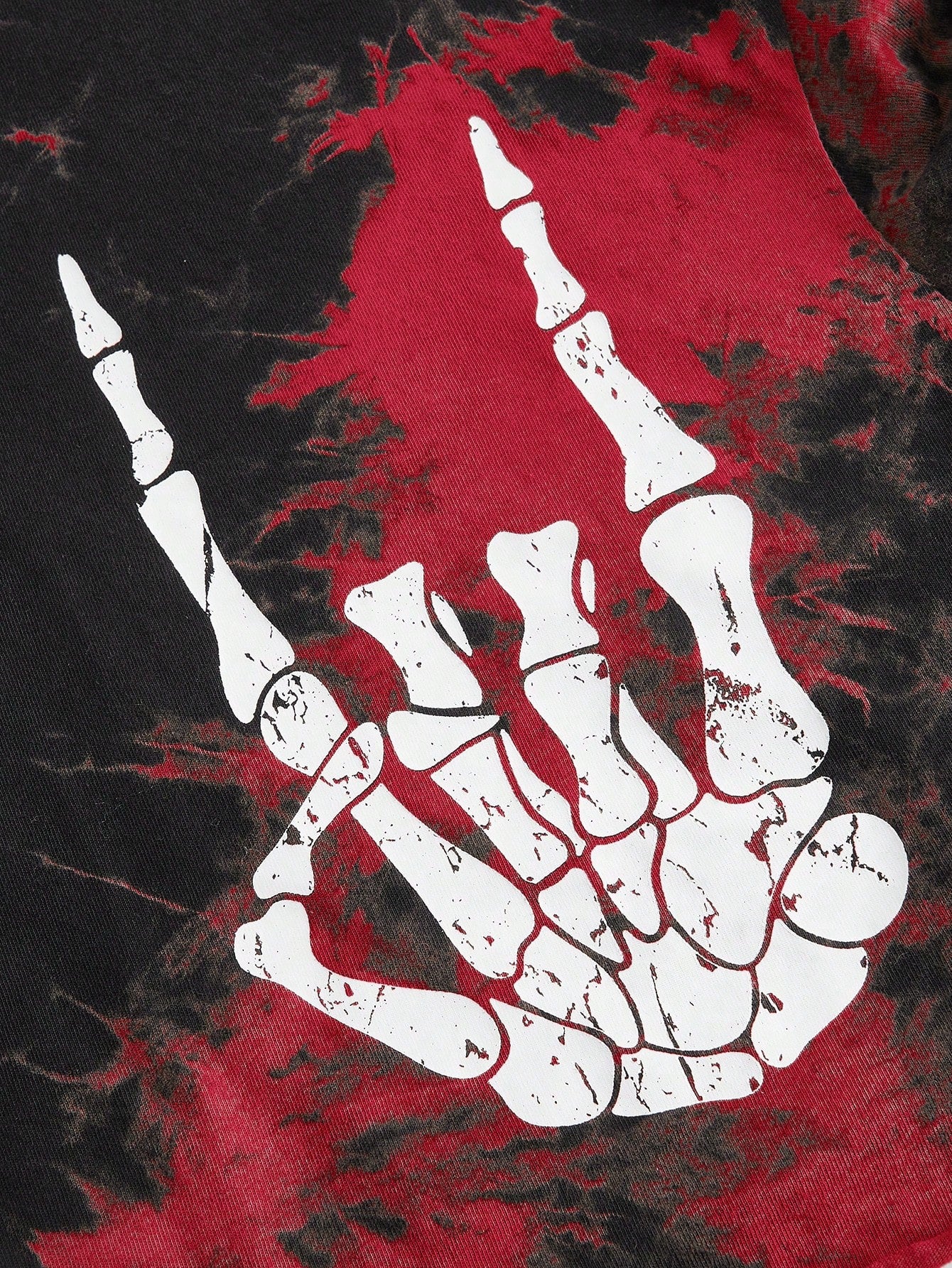 Tie Dye Skeleton Hand Print Crop Tee