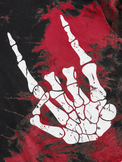 Tie Dye Skeleton Hand Print Crop Tee