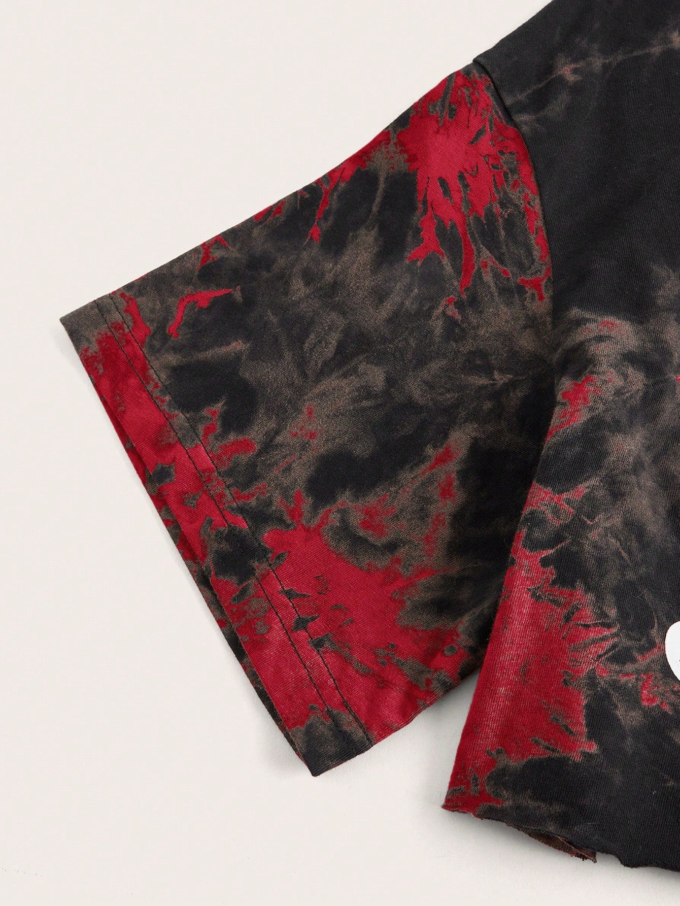 Tie Dye Skeleton Hand Print Crop Tee