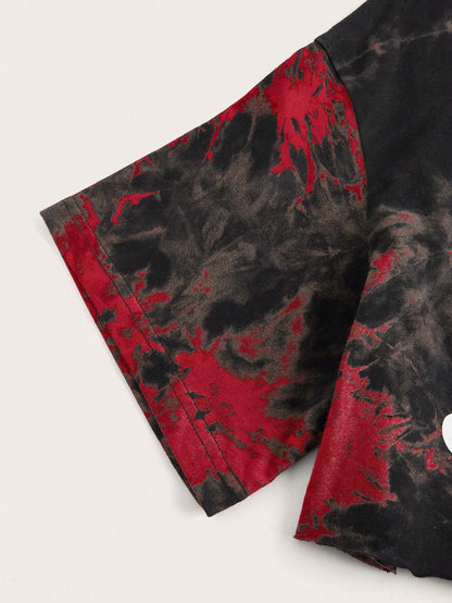 Tie Dye Skeleton Hand Print Crop Tee