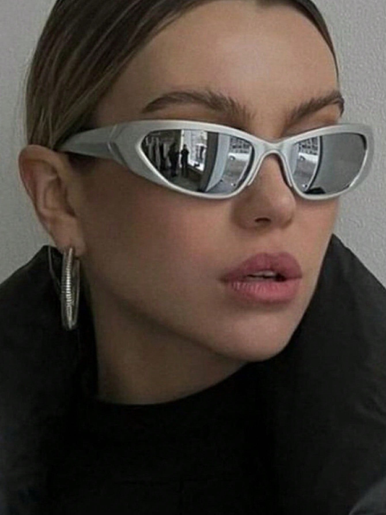 Futuristic Silver Y2K Millennial Fashion Glasses