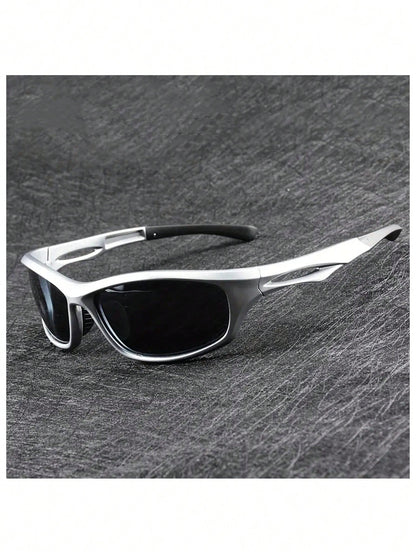 Steampunk Y2K Silver Metallic Cycling Sports Glasses
