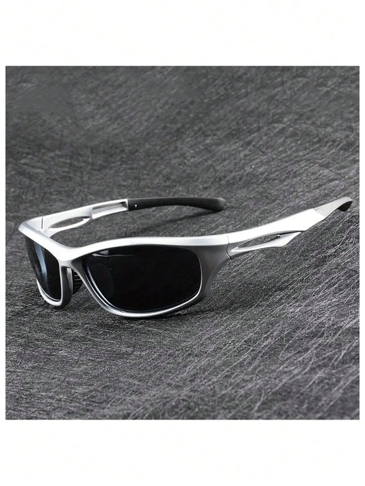 Steampunk Y2K Silver Metallic Cycling Sports Glasses