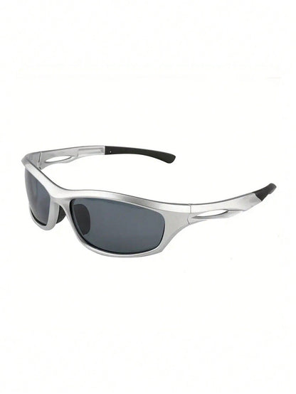 Steampunk Y2K Silver Metallic Cycling Sports Glasses