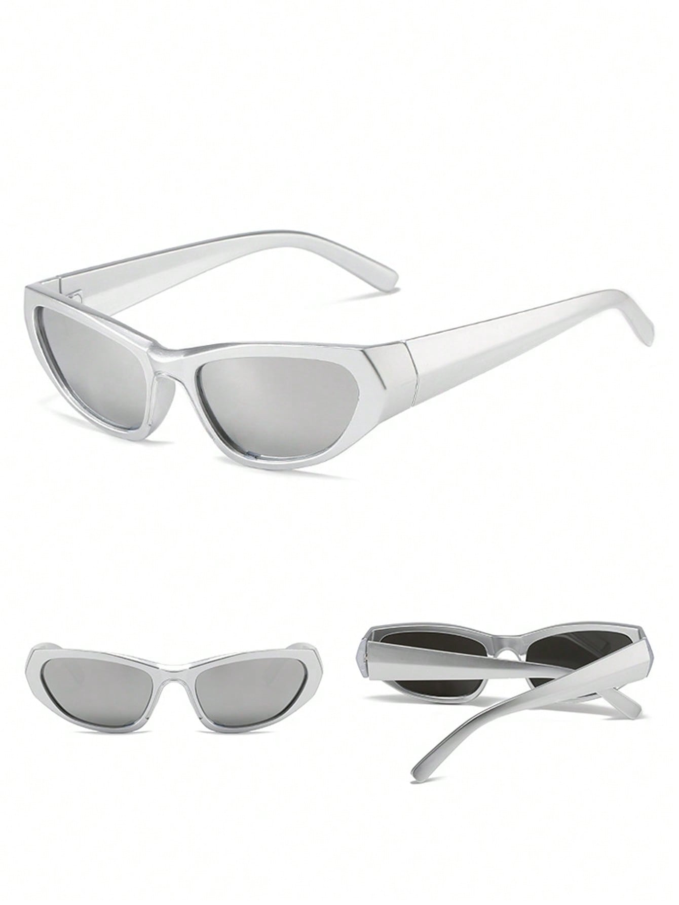 Futuristic Silver Y2K Millennial Fashion Glasses