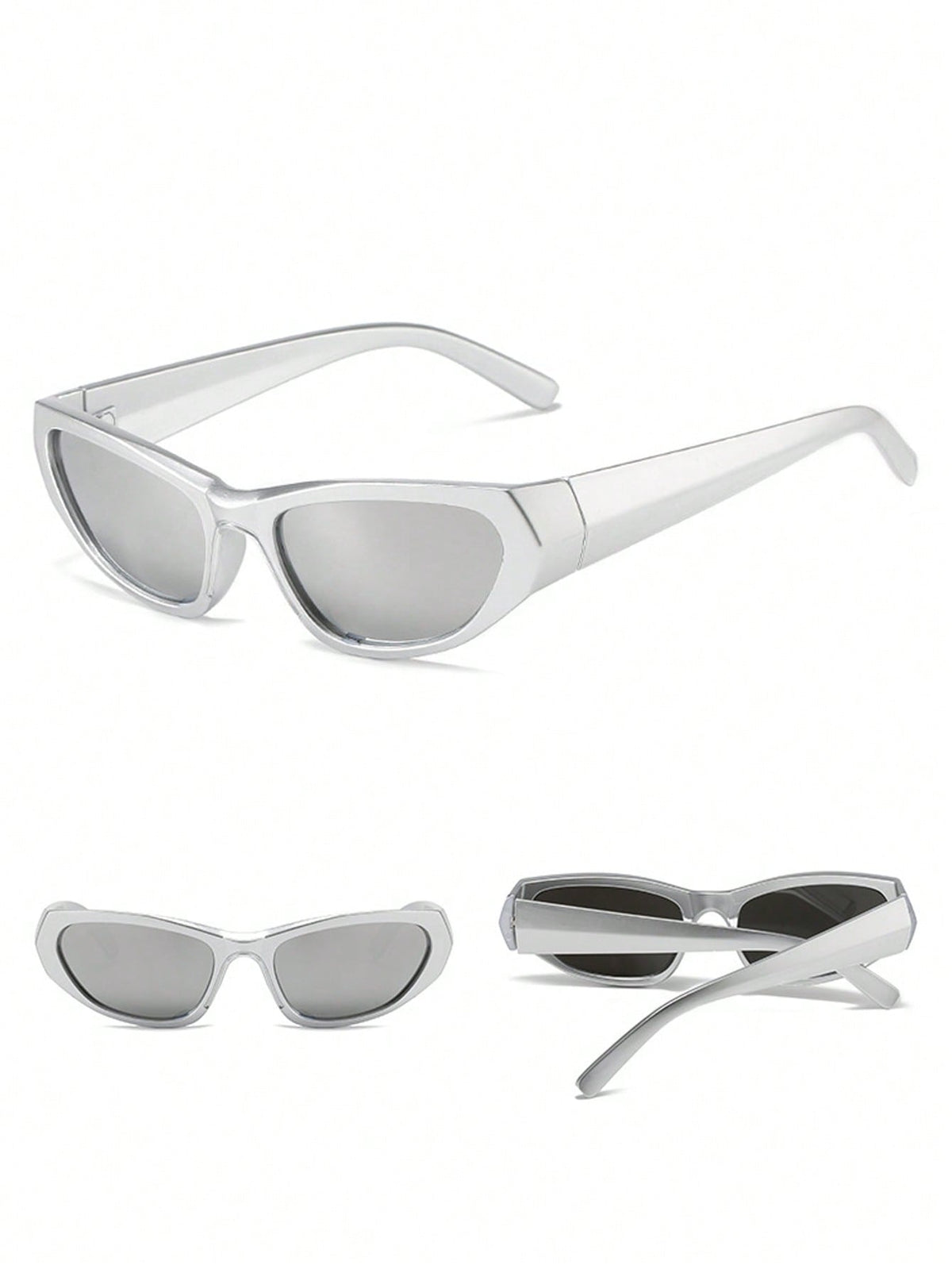 Futuristic Silver Y2K Millennial Fashion Glasses