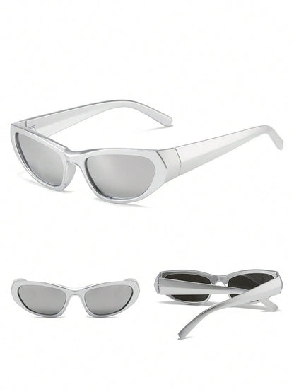 Futuristic Silver Y2K Millennial Fashion Glasses