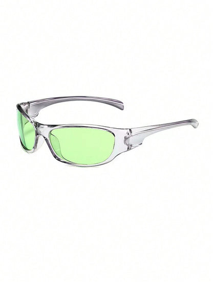 MEIRONG Y2K Green Retro Punk Oval Sunglasses for Women