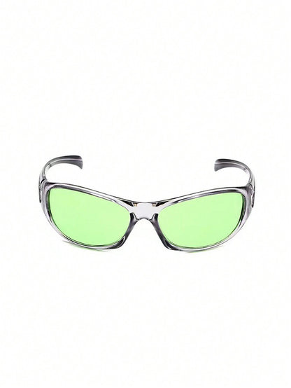 MEIRONG Y2K Green Retro Punk Oval Sunglasses for Women