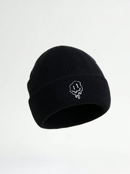 Melt Expression Embroidery Knitted Beanie Hat