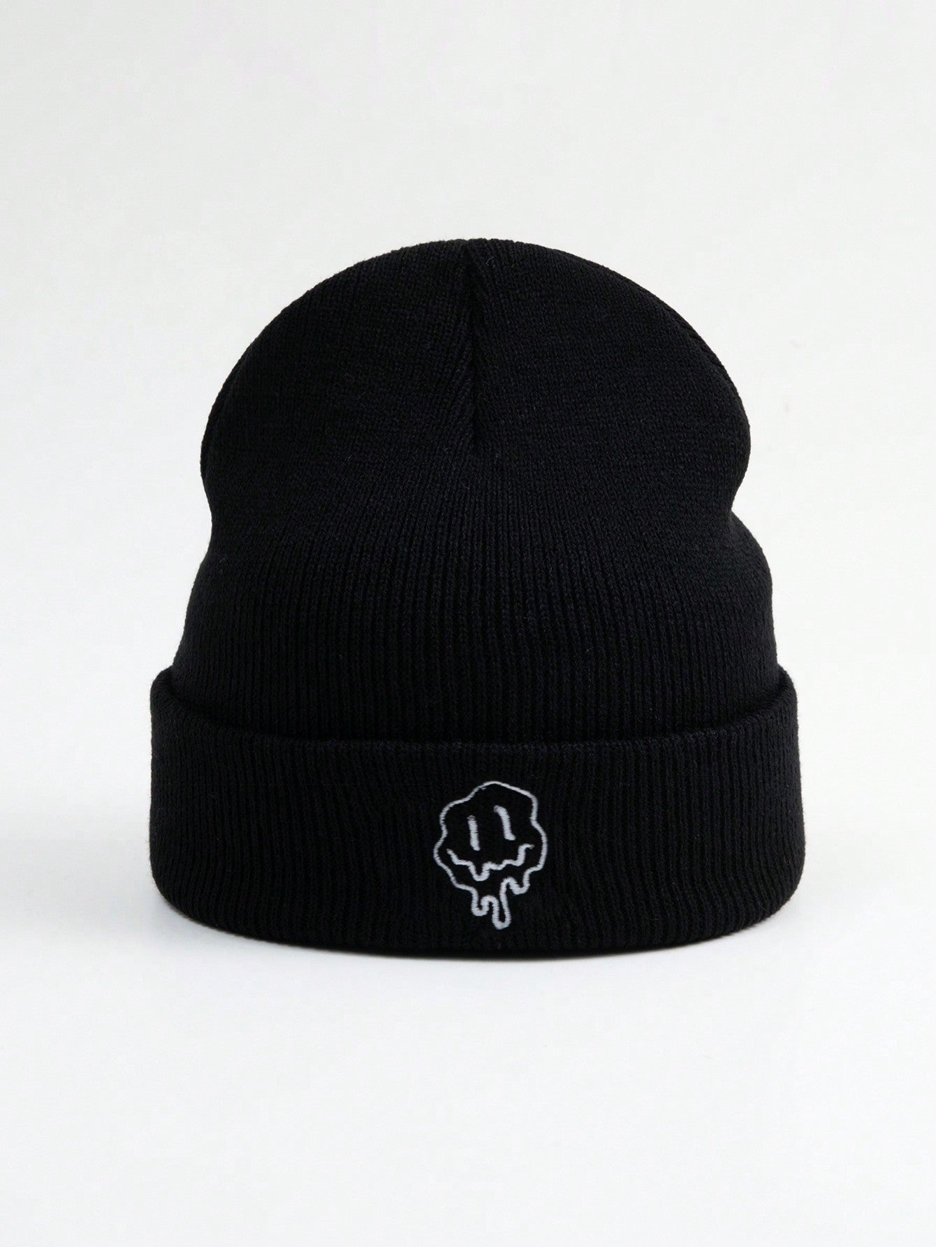 Melt Expression Embroidery Knitted Beanie Hat