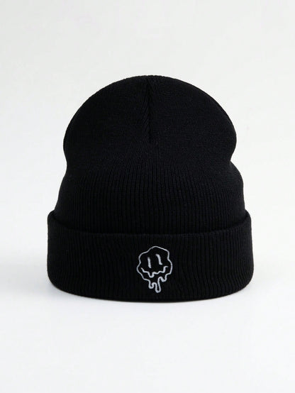 Melt Expression Embroidery Knitted Beanie Hat