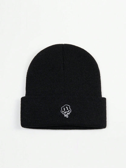 Melt Expression Embroidery Knitted Beanie Hat