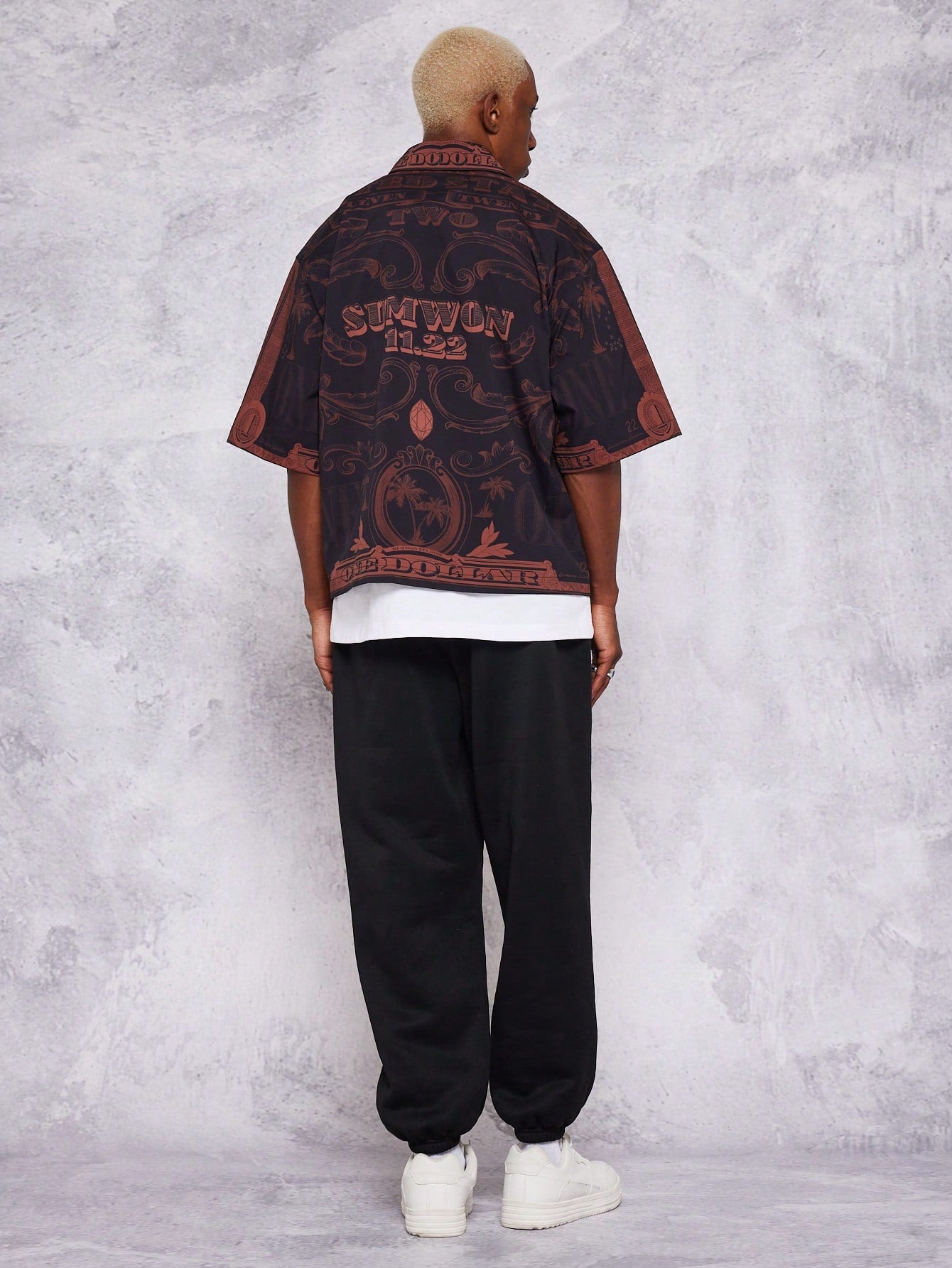 Boxy Fit Zip Nylon All-Over Print Shirt