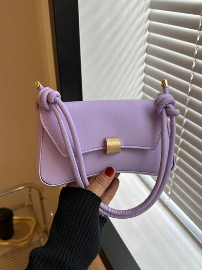 Retro Black Flap Bag with Vintage Knot Detail