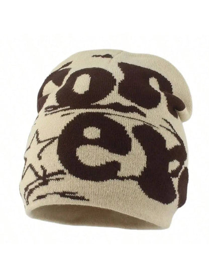 Women’s Leopard Print Hip Hop Beanie - Jacquard Knit