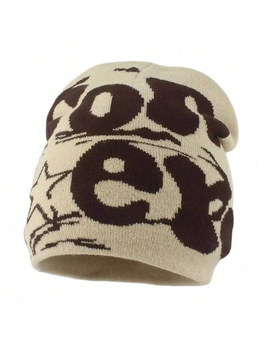 Women’s Leopard Print Hip Hop Beanie - Jacquard Knit