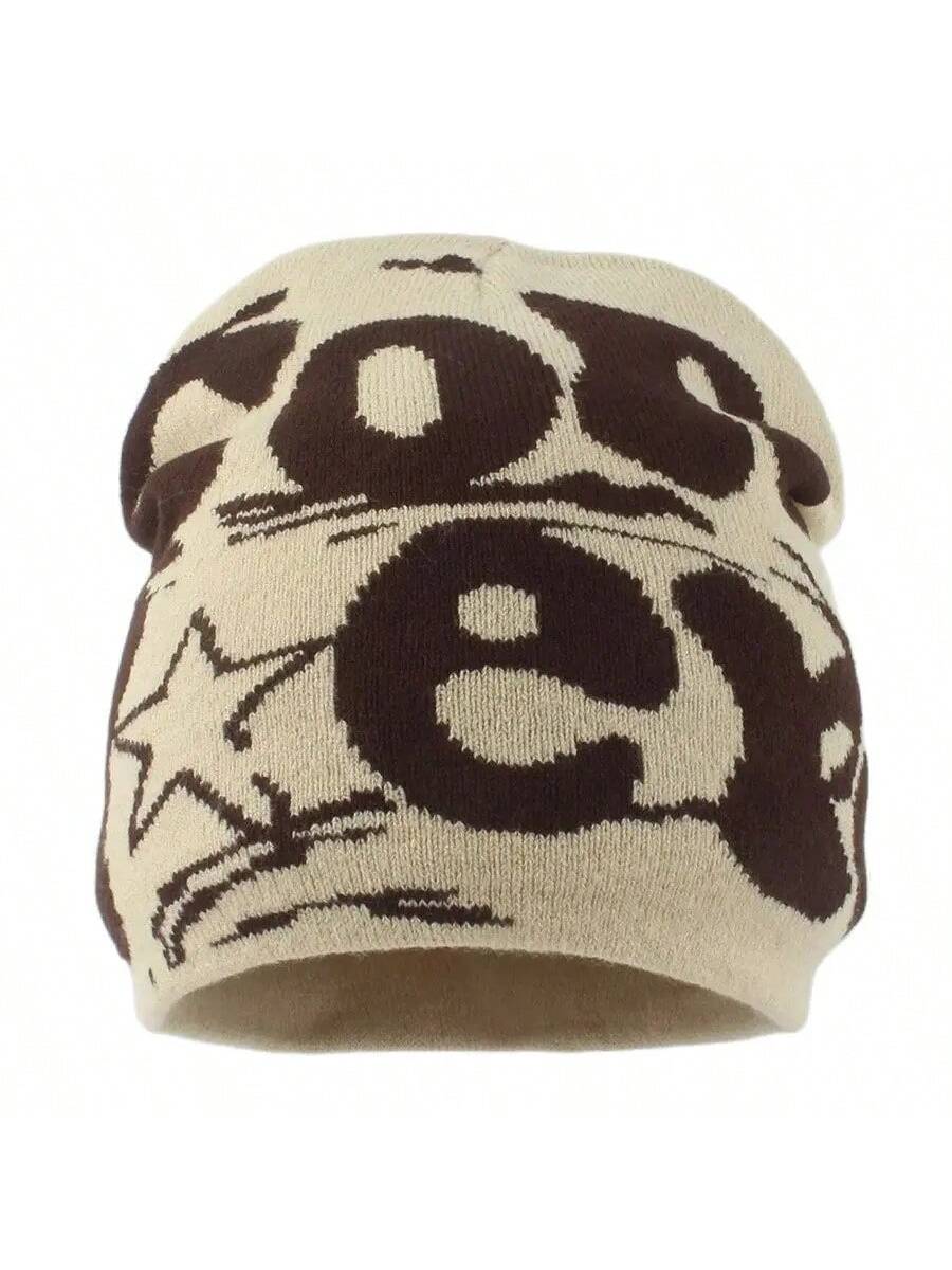 Women’s Leopard Print Hip Hop Beanie - Jacquard Knit