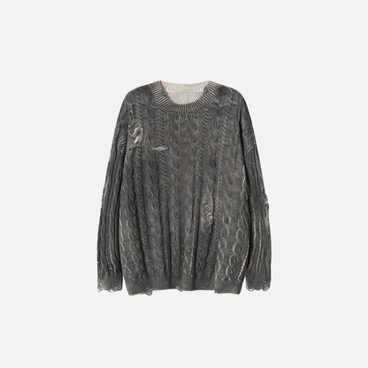 Distressed Cable Knit Sweater
