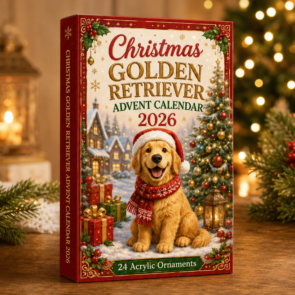 Christmas Golden Retriever Advent Calendar 2026 - 24-Day Festive Countdown, Acrylic Charms Blind Box - Gift For Golden Retriever Lovers