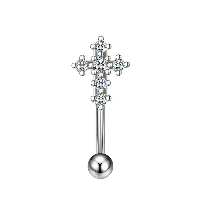 16G Skull Inlaid Zircon Stainless Steel Eyebrow Ring