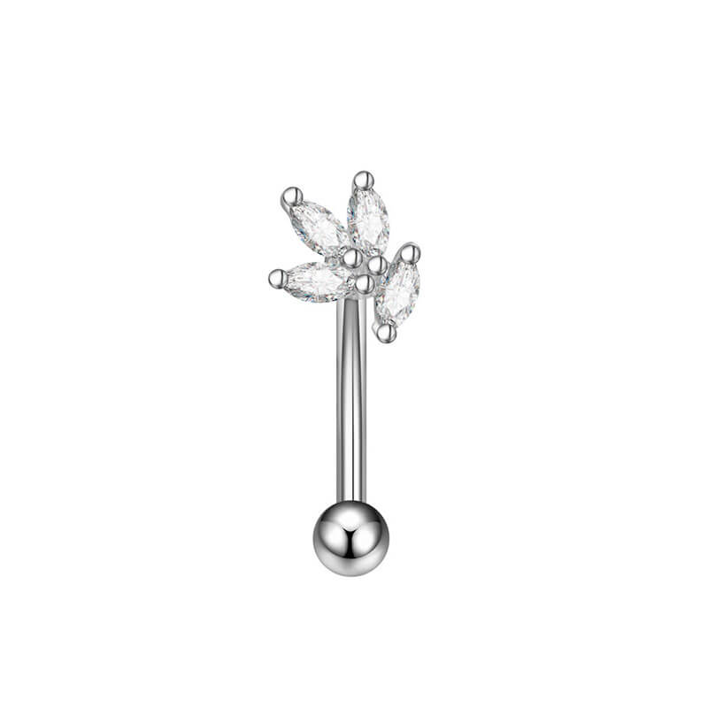16G Skull Inlaid Zircon Stainless Steel Eyebrow Ring