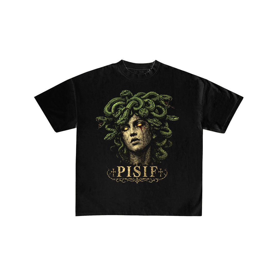 Medusa Graphic Oversized Black T-Shirt