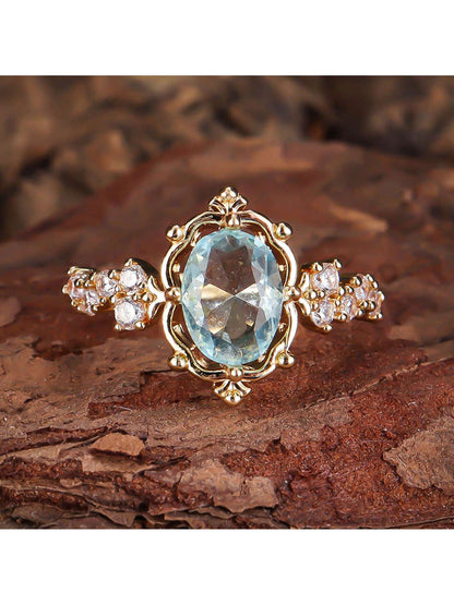 Elegant Purple Zirconia Egg-Shaped Promise Ring for Women